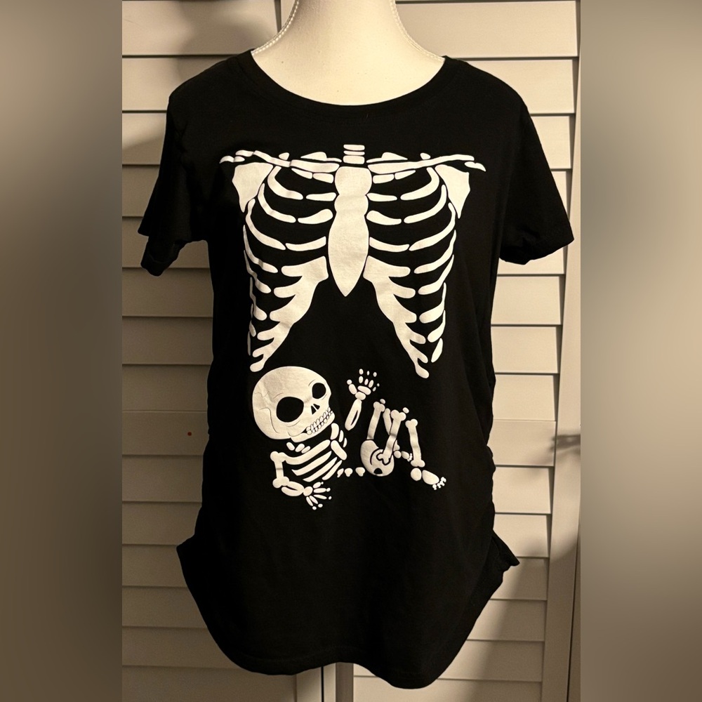 Crazy Dog Maternity Tshirt‎ Skeleton Baby Women Size L Halloween Costume Fall